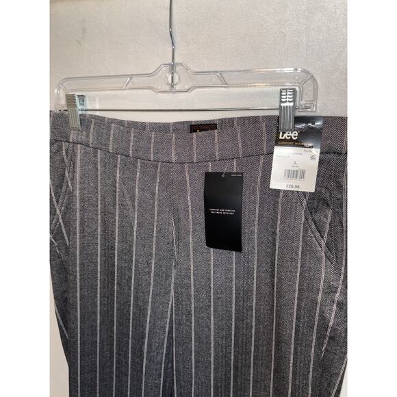 Lee Womens NWT Gray Stripe Pants Size Large Comfort Waistband Bootcut Career - Picture 2 of 7